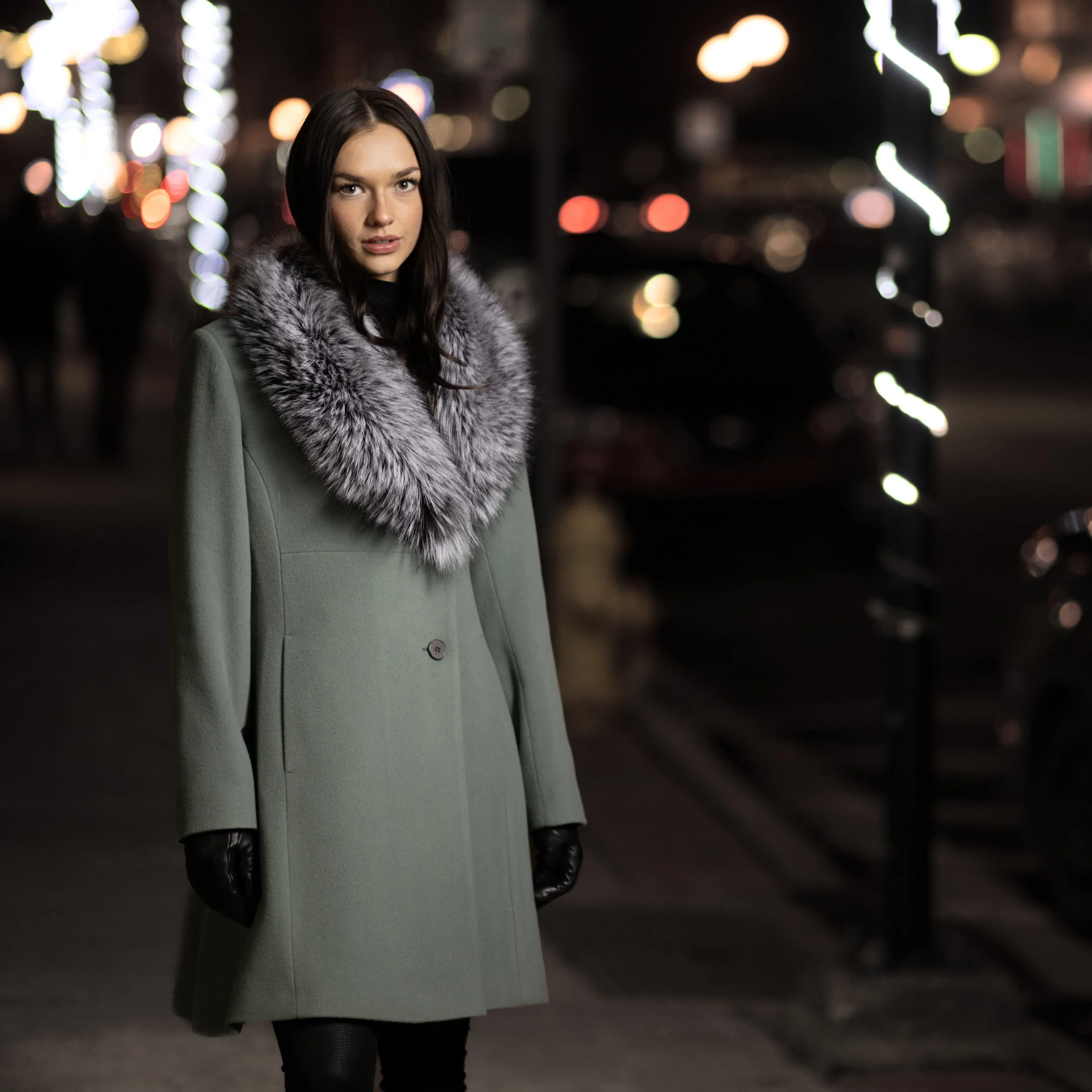 Wool coat top with fur